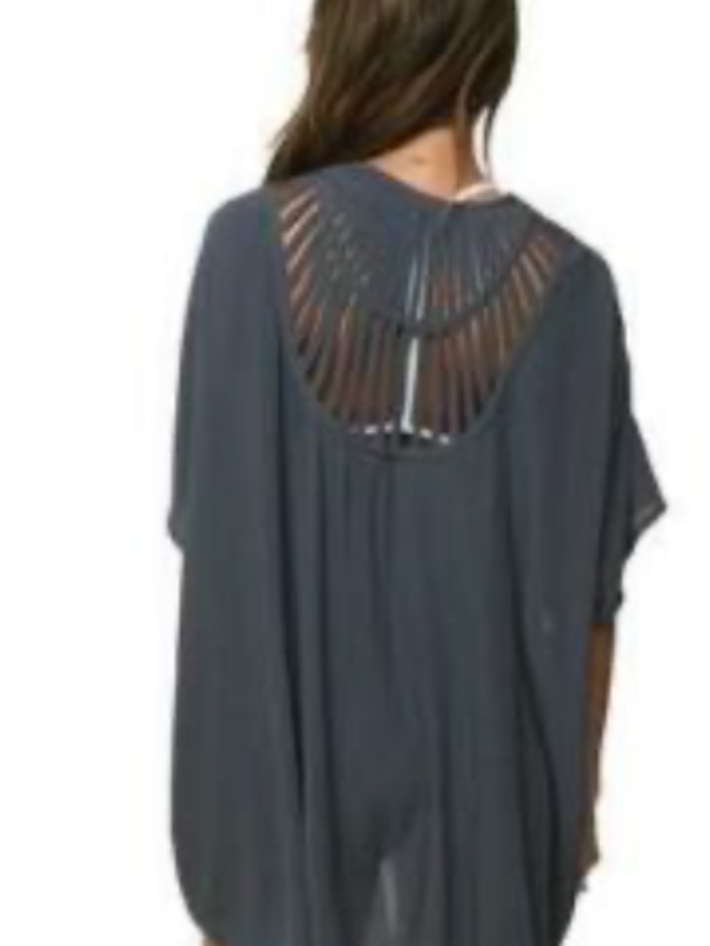 O'Neill Dark Teal Strappy Back Kimono Swim Cover Up Gauze Beach Tunic